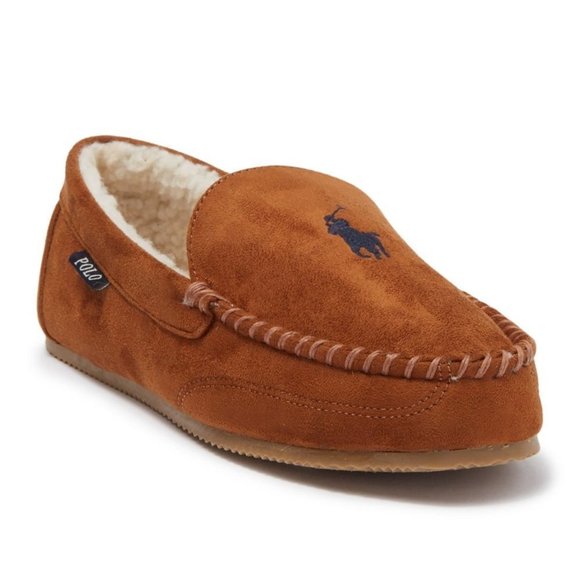 NEW POLO RALPH LAUREN MENS SLIPPERS CHESTNUT‎ - Picture 4 of 10